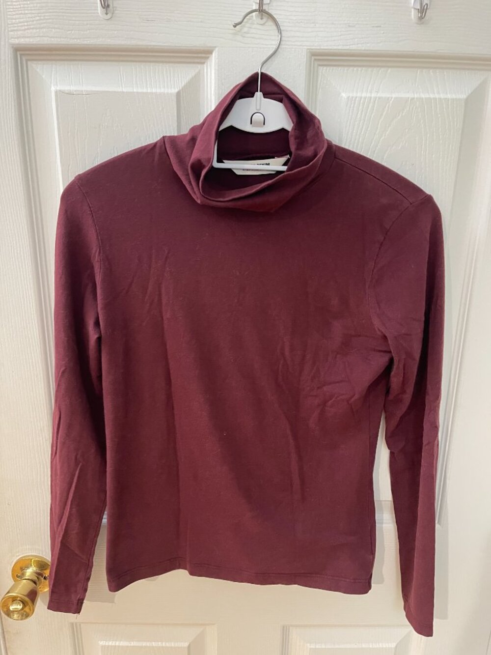 Bare Denim Women's Burgundy Turtleneck Top | Long Sleeve | Cotton Stretch